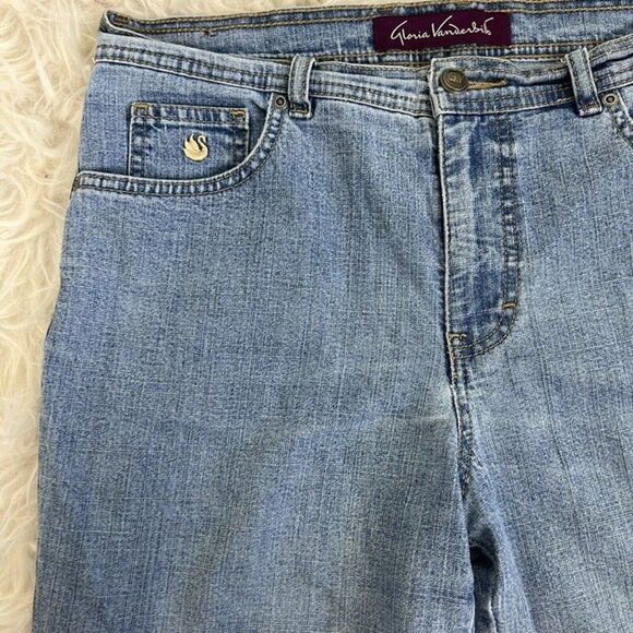 Gloria Vanderbilt Amanda 10 Petite Women's Denim Jeans Blue Taped Light Wash - Picture 9 of 12